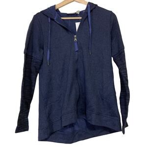 A611492 LOGO LOUNGE by Lori Goldstein Heathered Knit Hoodie Deep Cobalt XXS